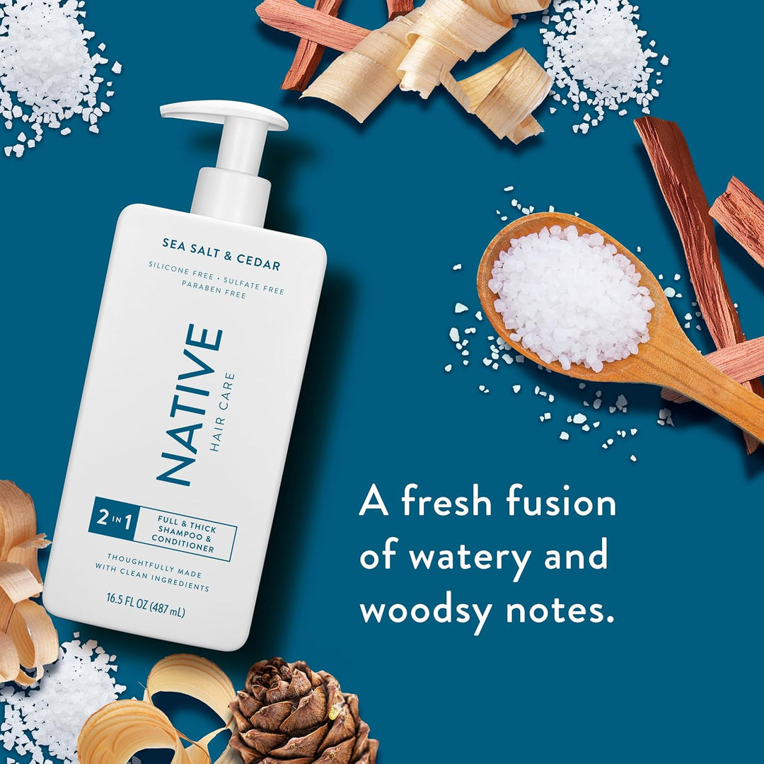 Native Sea Salt &amp; Cedar 2N1 Champú y acondicionador Set 16.5 fl oz