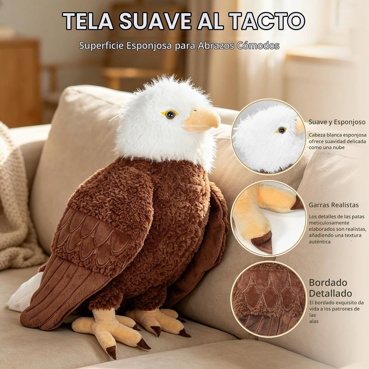 Peluche de águila calva con peso de 4 libras, felpa de águila calva de 20 pulgadas, para cumpleaños, regalo para niños, decoración de fiesta, cumpleaños y Navidad