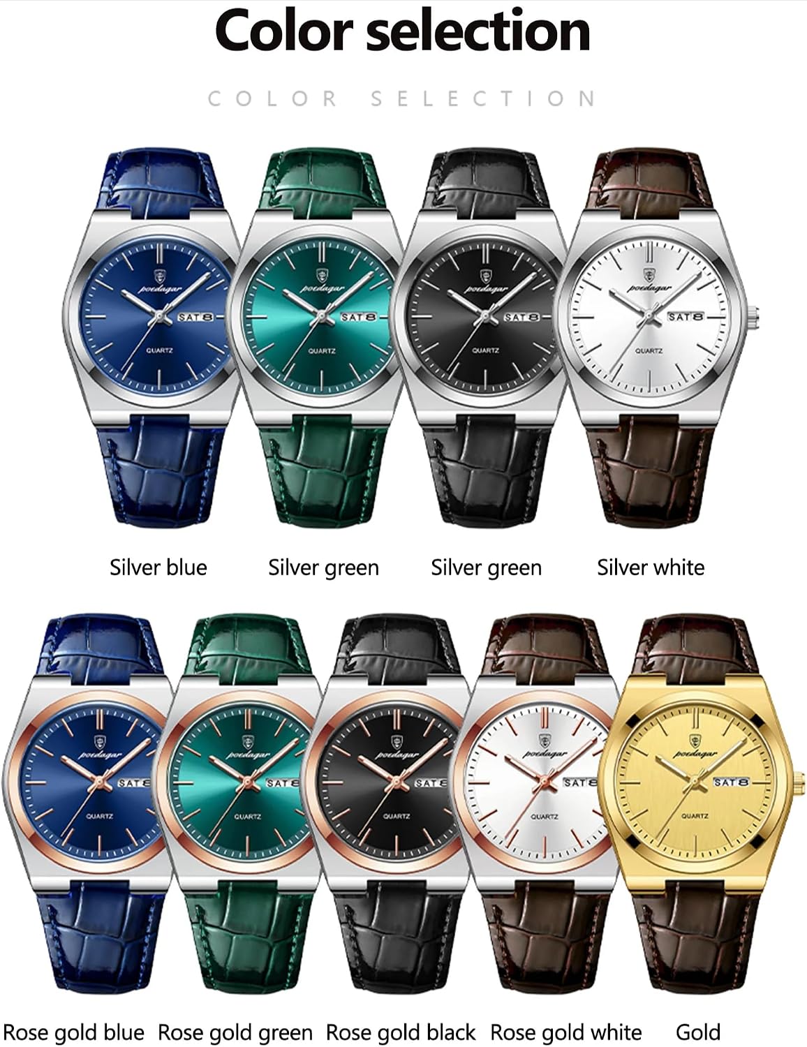 Poedagar Relojes de negocios para hombre, reloj de cuarzo de moda para hombre, impermeable, luminoso, fecha, Weel, clásico, cuero para caballero