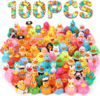 Paquete de 100 patos de goma a granel para niños, juguetes de baño y patos Jeep para patos, flotadores de pato para niños, accesorios para duchas de tiempo, regalos de fiesta de cumpleaños para bebé