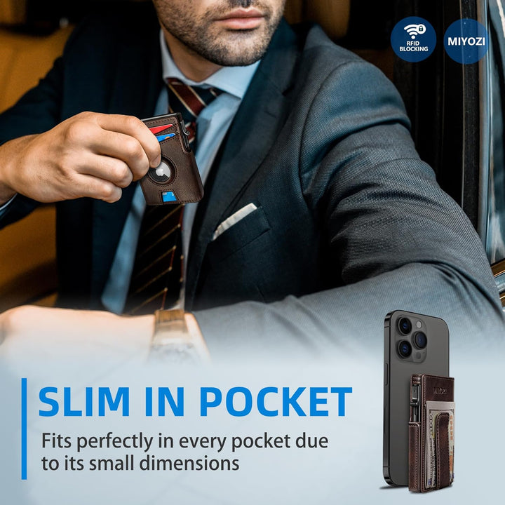 Miyozi - Billetera Airtag para hombre, con clip de dinero, estuche...