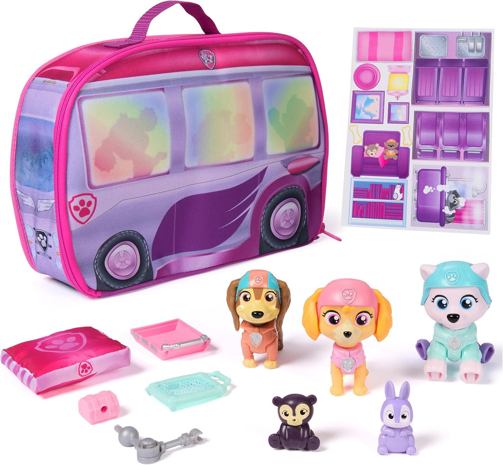 Paw Patrol Skye's World Pupcation Rescue Set con figuras de juguete Skye, Everest y Liberty Bobble Head y RV Camper, juguetes para niños y niñas a partir de 3 años