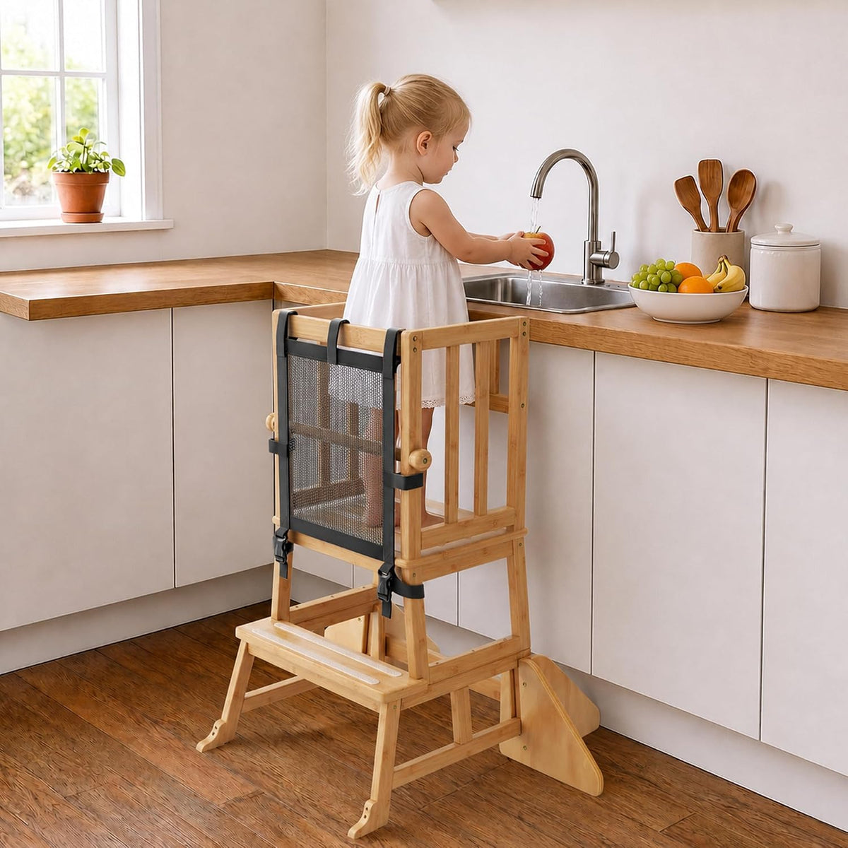 COSYLAND Taburete de cocina de madera para niños pequeños