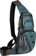 NICGID Bolso bandolera en el pecho, mochila de hombro, bolsa cruzada, mochila casual para hombres y mujeres, Verde oscuro, Viajes