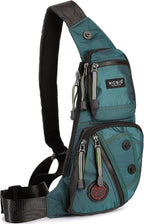 NICGID Bolso bandolera en el pecho, mochila de hombro, bolsa cruzada, mochila casual para hombres y mujeres, Verde oscuro, Viajes