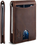 SERMAN BRANDS RFID Blocking Cartera Bifold Delgado de Cuero Genuino Minimalista para Hombre con Clip para Billetes Delgado para Regalo