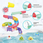 taseyok Juguetes de baño para niños pequeños, juguetes de bañera para bebés con rociadores de ducha de elefante y pista deslizante, juguetes de animales flotantes de pesca, juguetes creativos para