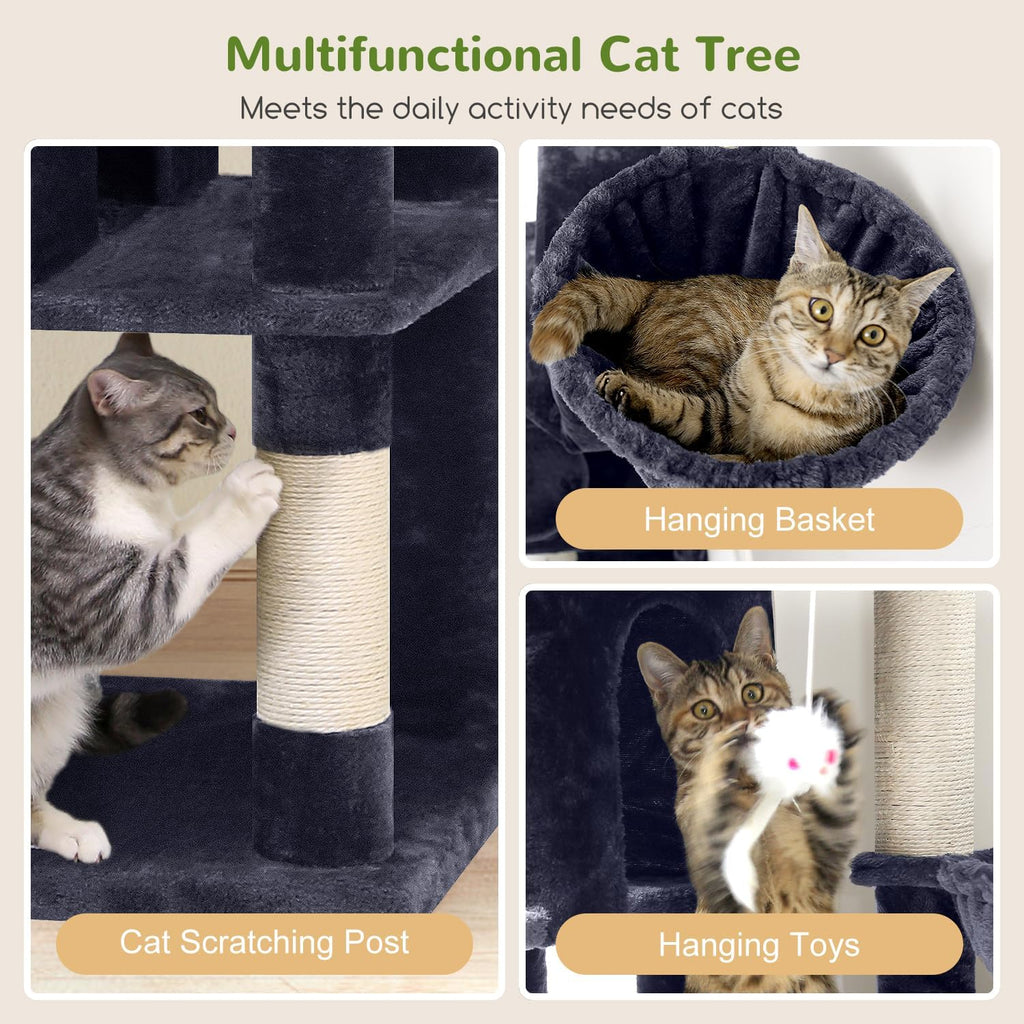 Globlazer Árbol de gato de esquina de 66 pulgadas, torre de escalada de varios niveles para gatitos, condominios para gatos, torre de rascado para gatos de interior para varios gatos con plataforma