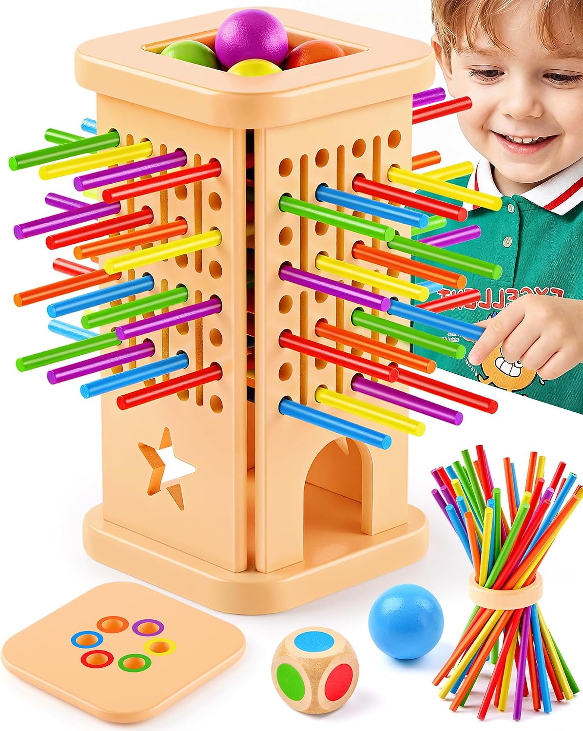 Montessori - Juego de mesa de madera para niños de 3 a 8 años, juguete de