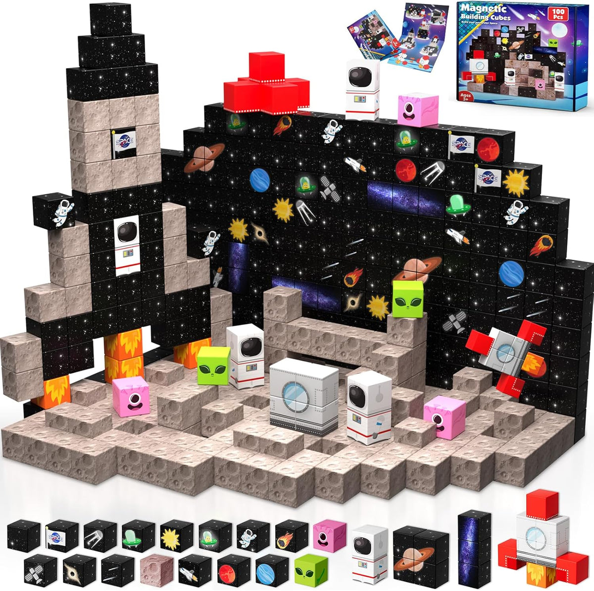 Annexfun Bloques Magnéticos - 100 PCS Bloques de Construcción