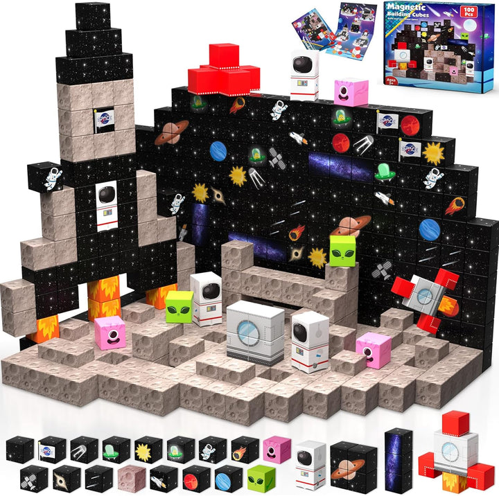 Annexfun Bloques Magnéticos - 100 PCS Bloques de Construcción Magné...