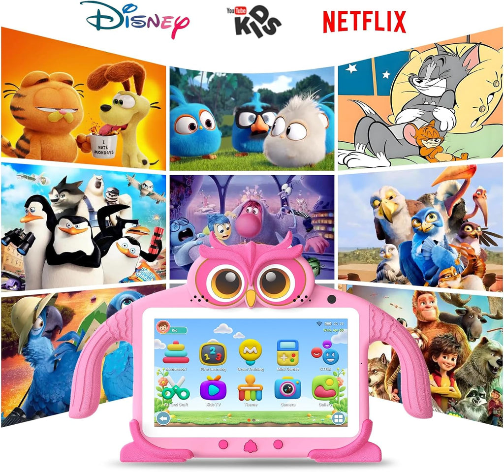Tableta para niños de 7 pulgadas, tableta de 32 GB para niños de 3 a 7 años, Rosa