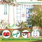 Dripex - Carrera de obstáculos ninja warrior de 50 pies para niño con accesorios completos, columpio, trapecio, escalera de cuerda, red de obstáculos más entrenador de brazos de 3.9 pies