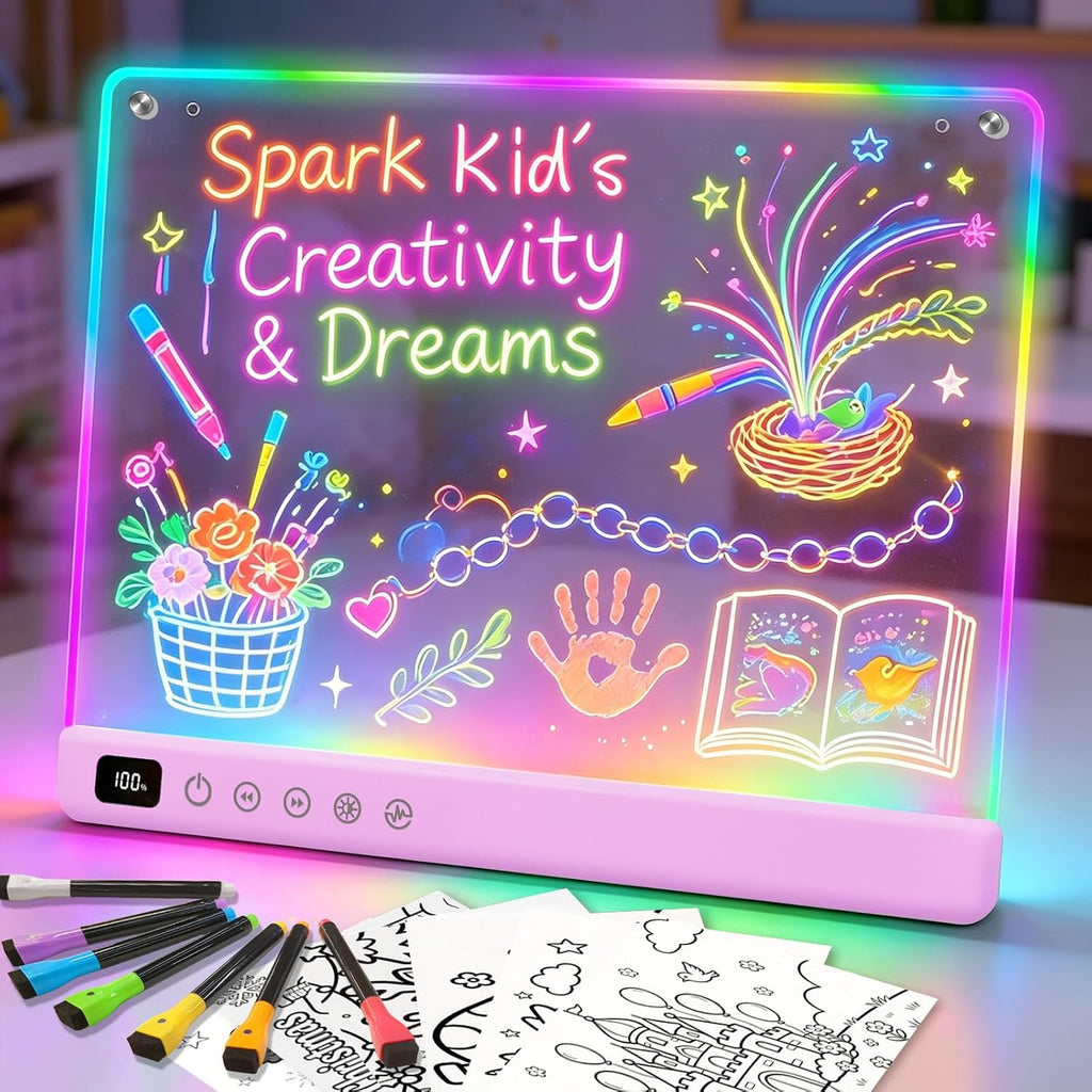 Tablero de dibujo LED con 13 efectos de luz, tablero de notas LED recargable de 16 pulgadas con colores, tableta de dibujo con luz de neón, regalos para niños para Pascua, cumpleaños, ideas