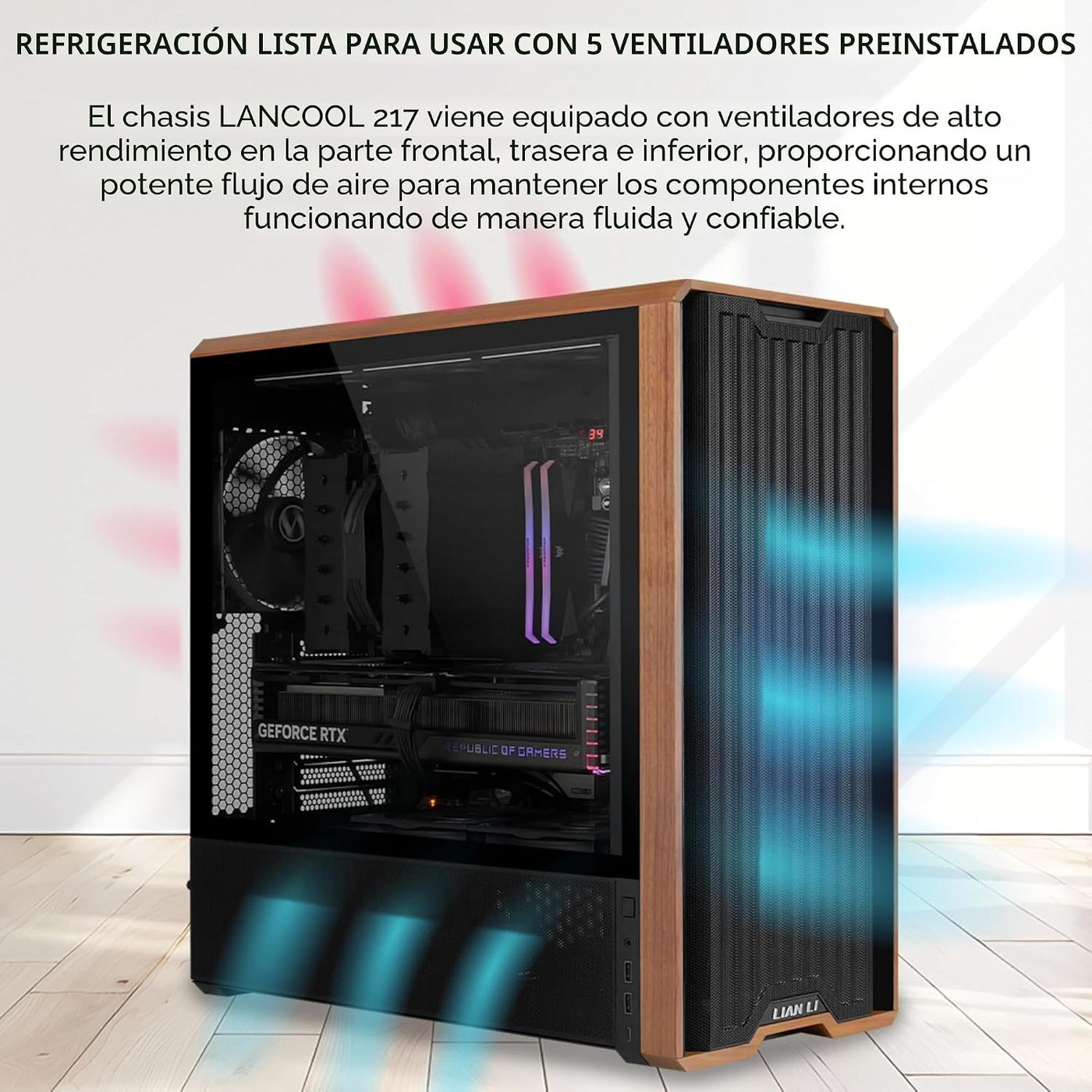 Lian Li LANCOOL 217 ATX Mid-Tower PC Case, 5 ventiladores PWM, made...
