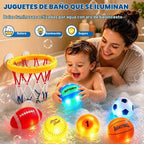 Juguetes de baño iluminados para bebés, juguetes de aro de baloncesto para