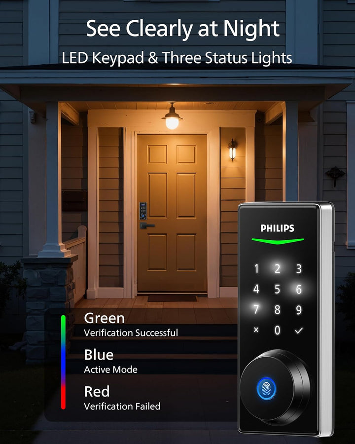 Philips Cerradura de puerta electrónica de huellas dactilares, cerr...