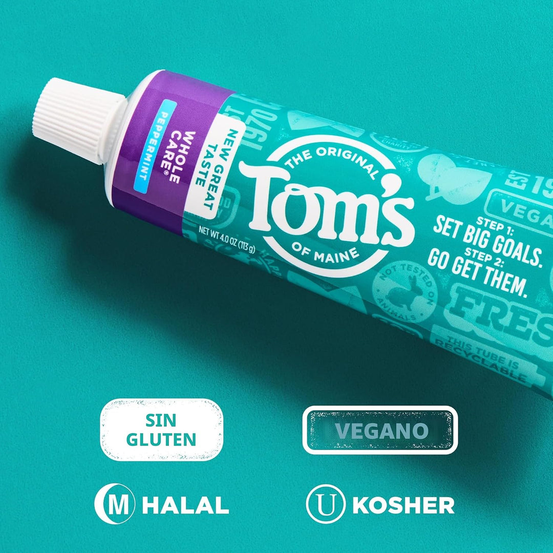 Tom's of Maine Whole Care Pasta de dientes natural con flúor, m...