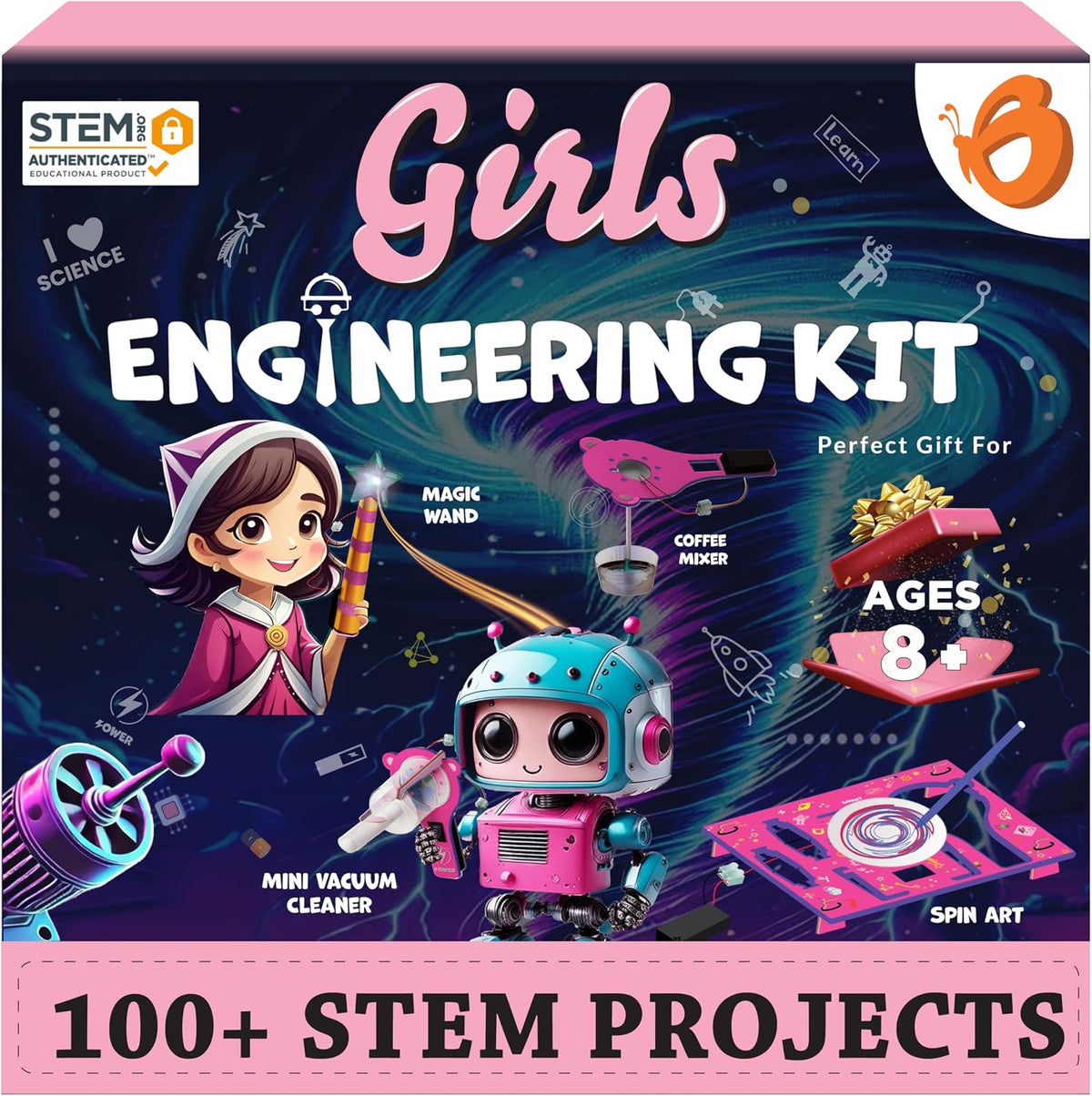 Butterfly EduFields 100+ Girls Engineering Science Kit para Kids Age 8-12