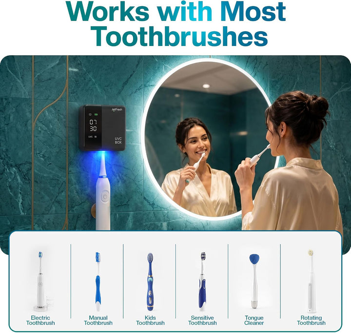 Soporte desinfectante para cepillos de dientes UV y limpiador con p...