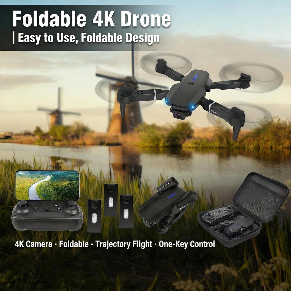 Dron con cámara 1080P HD, FPV Mini Drone plegable para adultos, Drone con una tecla de despegue/aterrizaje, selfie gesto, retención de altitud, giro 3D, fácil de volar, 2 baterías