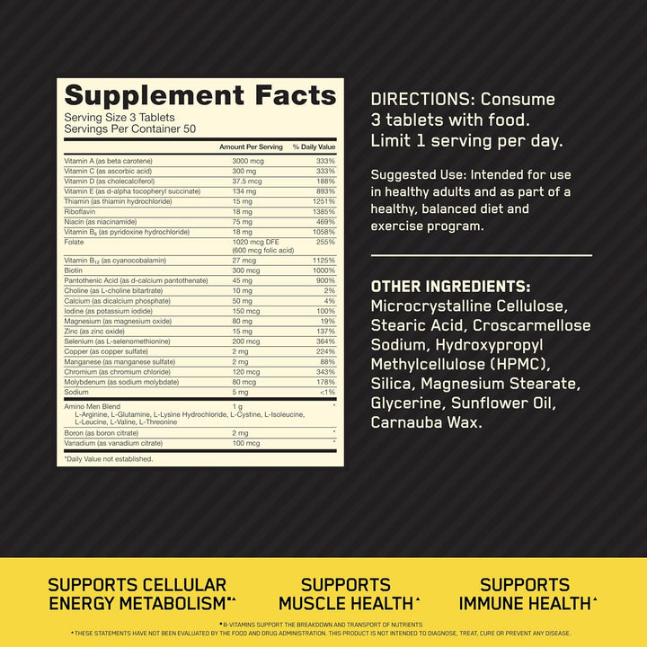 Optimum Nutrition Opti-Men, Vitamina C, Zinc y Vitamina D, E, B12 p...