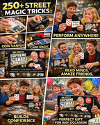 Jim Stott's Supreme Street Magic Kit – Más de 250 trucos de magia fáciles para niños a partir de 8 años, adolescentes y adultos | Trucos de cartas, magia de monedas