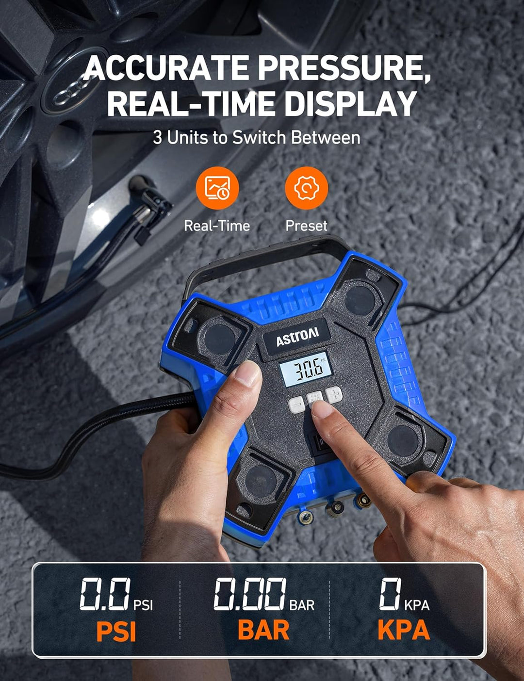 AstroAI Compresor de aire inflador de neumáticos, bomba de aire por...