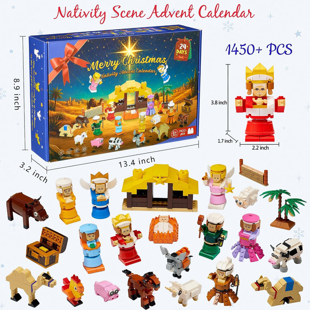 Calendario de Adviento de Nativity 2026 para niños, juego de bloques de