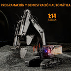 Camión excavadora de control remoto de 20.4 pulgadas, 22 canales, escala 1/14, pala de metal, brazos independientes, máquina de excavación a control remoto, vehículos de construcción de aleación de metal, juguete para principiantes de 14 años