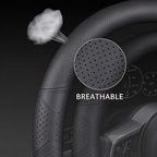 Funda de volante de cuero Yangday para Ford F150 F250 F350, 15.5-16 pulgadas, funda de volante para coche con antideslizante y transpirable (Negro)