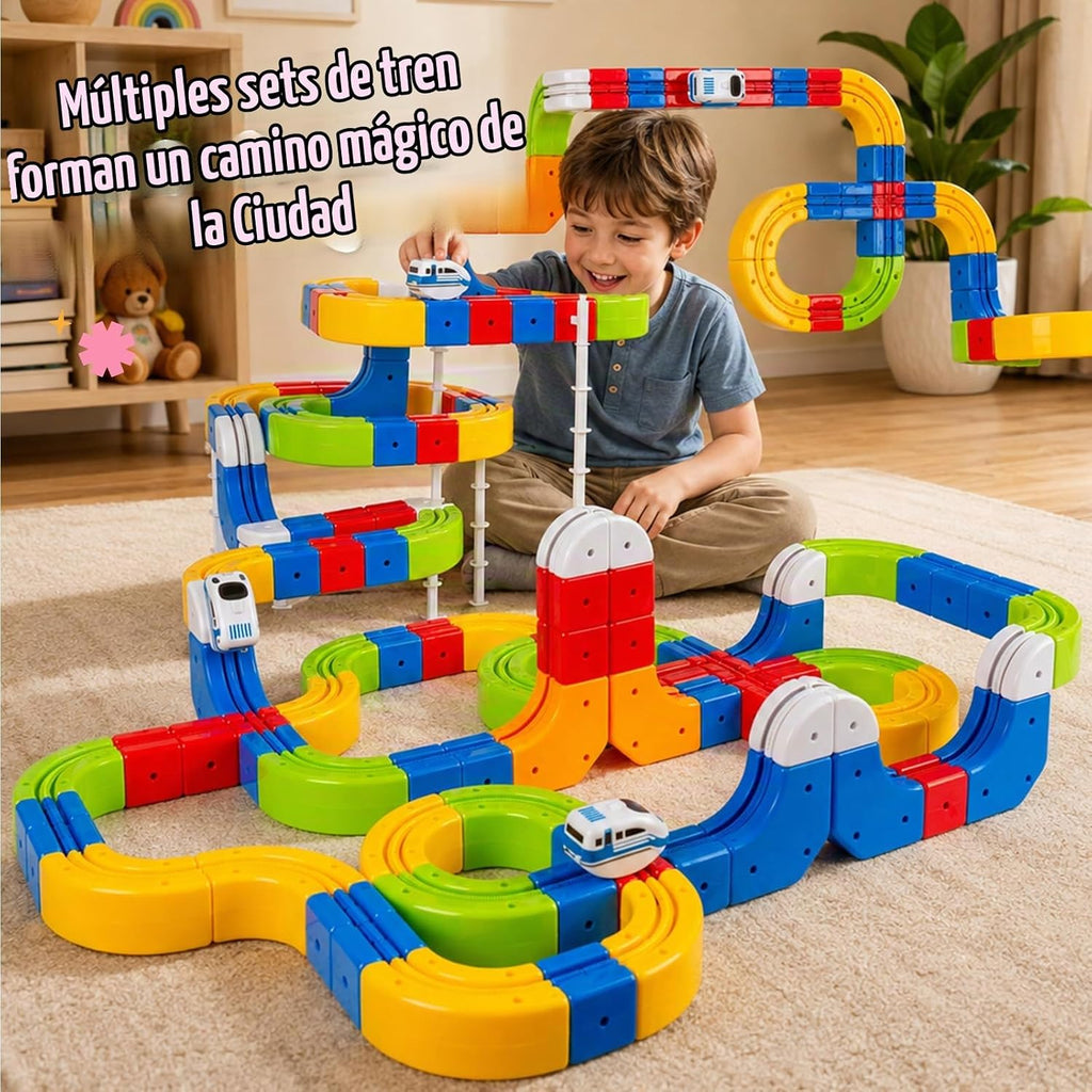 Juego de tren eléctrico para niños, 147 piezas (90 pistas de cubo) juguete