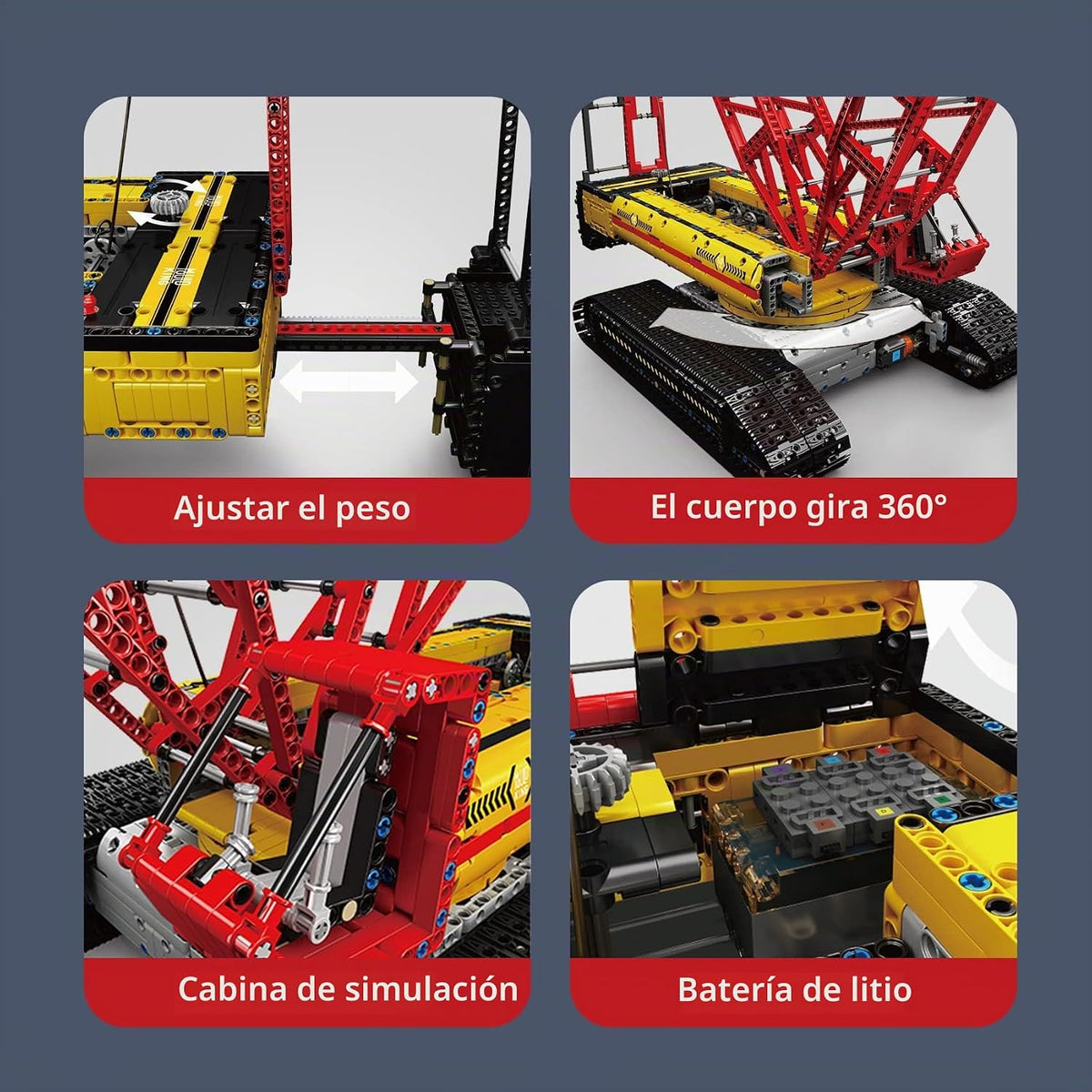 Mould King 17015 Technology Crawler Crane Kit de bloque de construcción, grúa sobre orugas resistente con motores para adultos, 4318 piezas de construcción de ingeniería