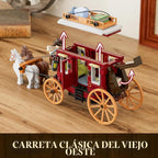 Lámpara Lumibricks Western Stagecoach Lighting - Juego de ladrillos de construcción – Carruaje y caballo del viejo oeste 293 piezas colección juego de exhibición para amantes del oeste