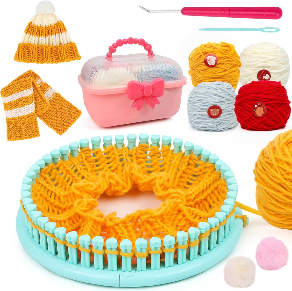 DPAPDI Knitting Loom Kit con Storage Boxes Yarns Knitting Tools