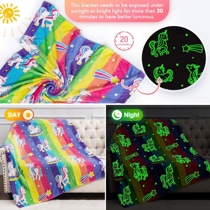 Regalos de unicornio, juguetes para niñas - Manta que brilla en la...