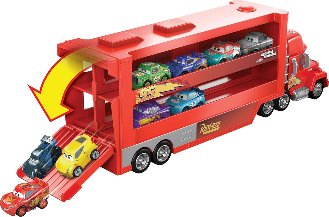 Mattel Disney Pixar Cars Mini Mack Racers Hauler y 1 auto de juguet...
