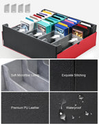 ZLCA Caja de almacenamiento de tarjetas con capacidad para más de 3200 unidades, funda de almacenamiento con 4 tapones, organizador de tarjetas para TCG MTG PTCG (rojo y blanco)