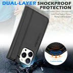 SHIELDON Funda tipo cartera de piel auténtica para iPhone 16 Pro de 6.3