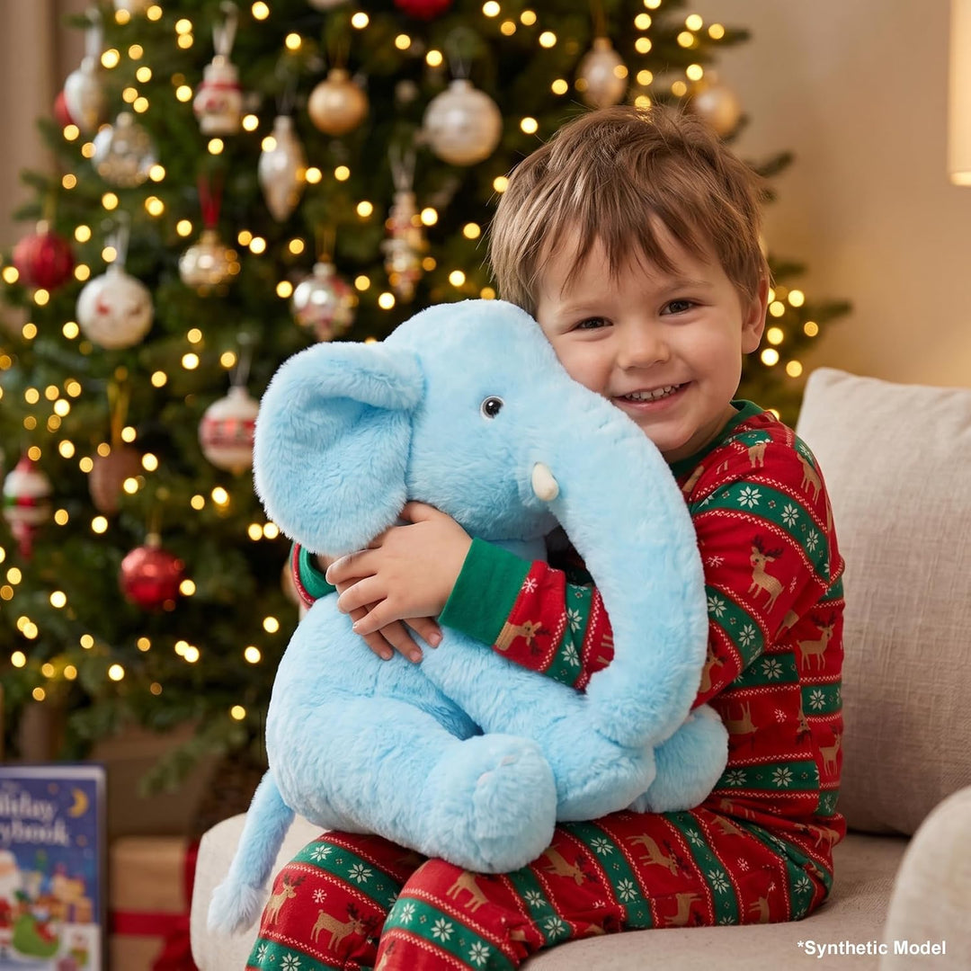 WEIGEDU Elefante de peluche azul de 13" - Juguete de felpa para...