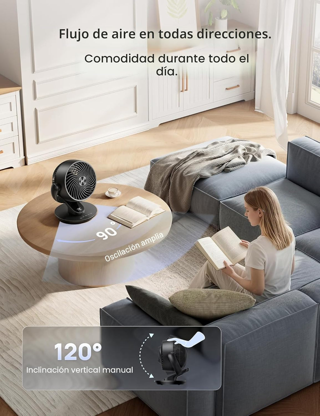 Dreo Ventilador para dormitorio, ventilador circulador de aire de m...