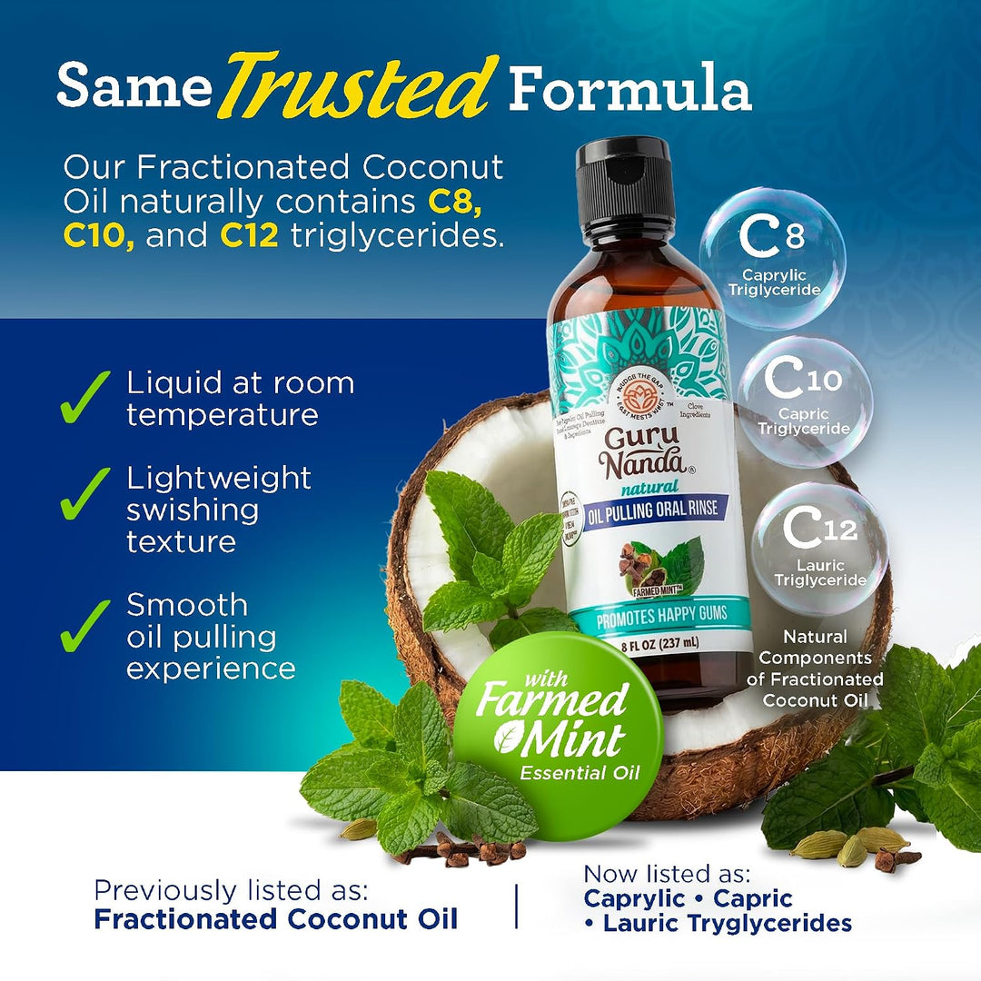 GuruNanda Enjuague Bucal de Aceite de Coco y Menta para Higiene Ora...