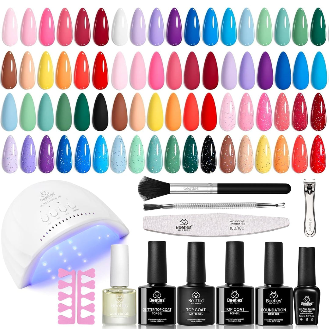 Beetles - Juego de 37 esmaltes de uñas de gel con luz UV, juego de...