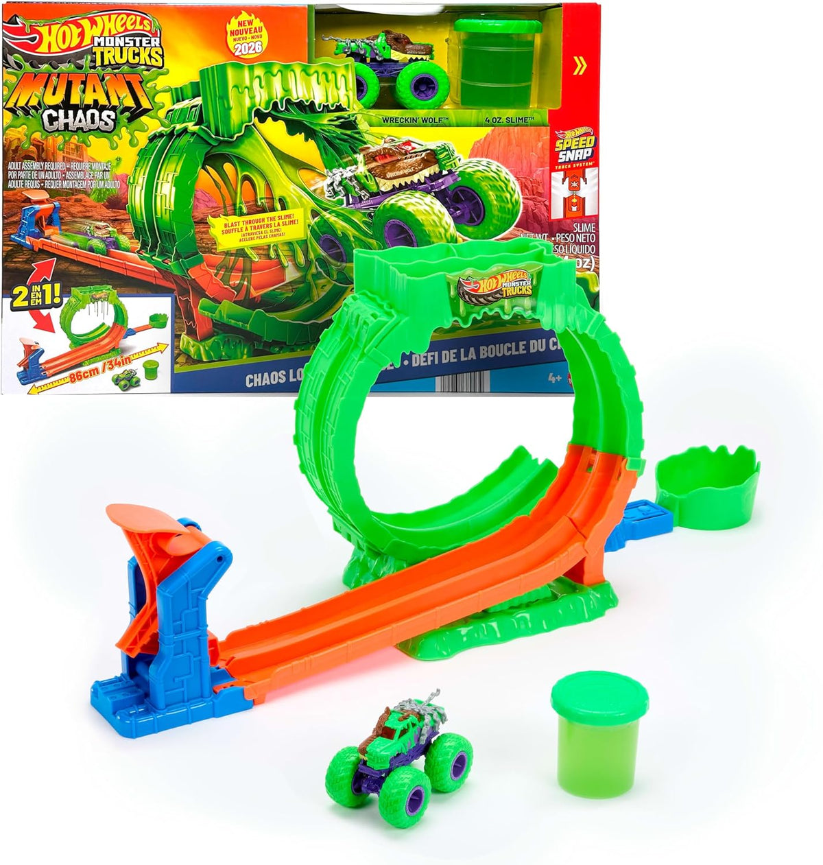 Hot Wheels Monster Trucks Mutant Chaos, Chaos Loop Challenge Playset