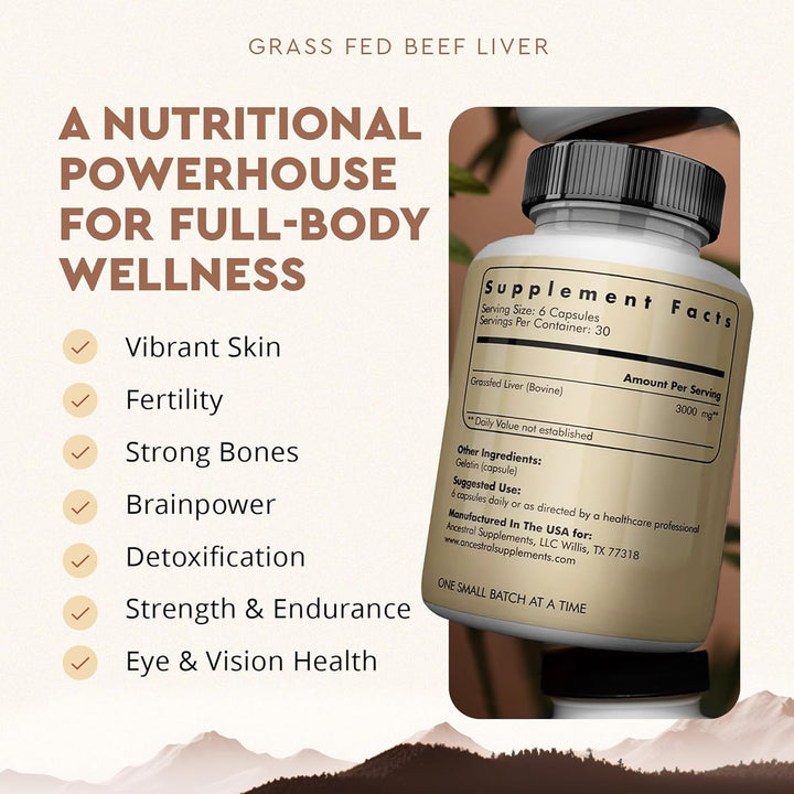 Ancestral Supplements Hígado vacuno alimentado con pastura (disecad...