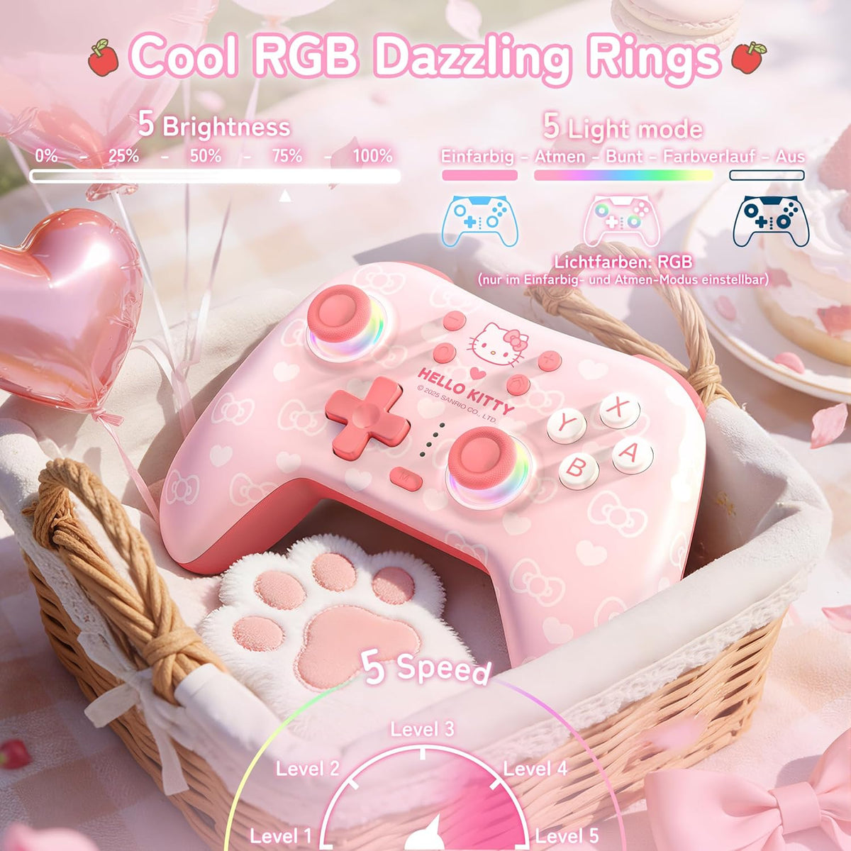 Kuitmor Pink Switch Controller,Hello Kitty Hall Effect Controllers...