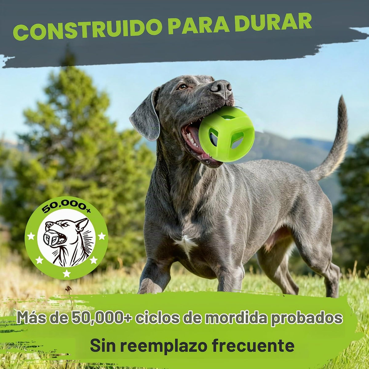 Fida Pelotas de goma natural para perros masticadores agresivos, juguetes duraderos para masticar perros grandes, juguetes interactivos de buscar y tira y afloja para razas medianas y grandes, no