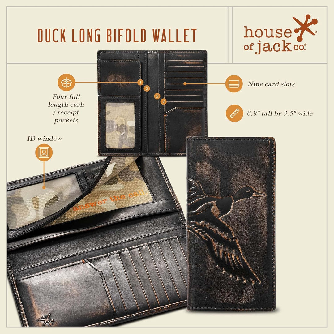 House of Jack Co. Cartera larga para hombre | Cuero de grano comple...