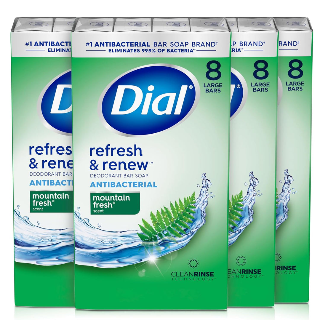 Dial, Jabón Antibacteriano en Barra, Refresca y Renueva, Aroma a Mo...