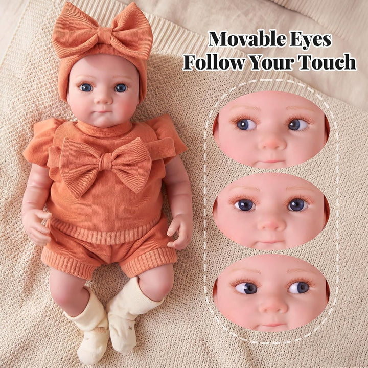 BABESIDE Reborn Baby Dolls Girl Swivel Eyes- 17 Inch Cute Soft Viny...